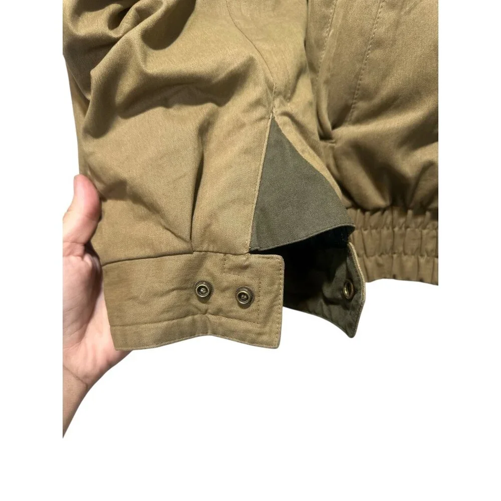 Woolrich Bomber Barn Coat Mens XXL Tan Flannel Plaid Lined Wool Chores Collared